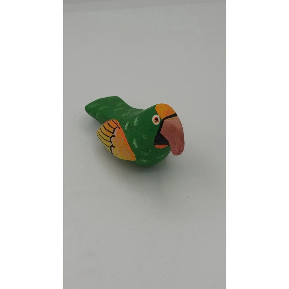Balsa Wood Hand Carved PARROT Tropical Bird Hand Painted From Nicaragua